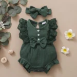 0-18-Months-Newborn-Baby-Girl-Plain-Soft-Bodysuit-Lace-Flared-Sleeve-Summer-Romper-with-Headband